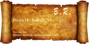 Bozsik Rabán névjegykártya